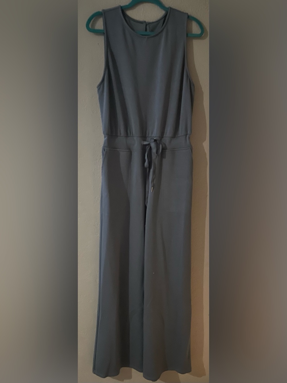 Sleeveless Drawstring Jumpsuit in Slate Blue